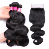 Abijale Body Wave Bundles With Closure Brazilian Hair Weave Bundles With Closure Human Hair Bundles With Closure Non-RemyAdd pro
