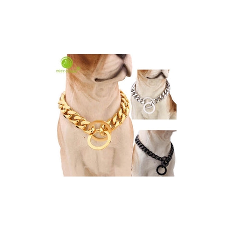 15mm Strong Silver Gold Stainless Steel Slip Dog Chain Collar