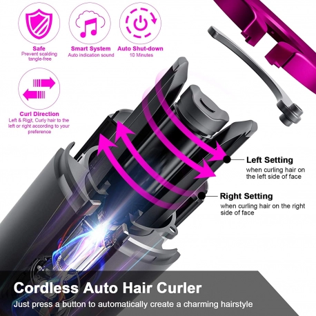 Cordless Lcd Display Temperature & Timer Auto Hair Curler