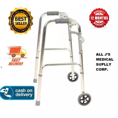 Aluminum Foldable 2 Wheels Walking Crutch Mobility Aid Walker