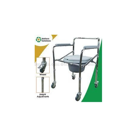 Unicare Solutions 696 Heavy Duty Portable Foldable Commode Chair Toilet with Wheels