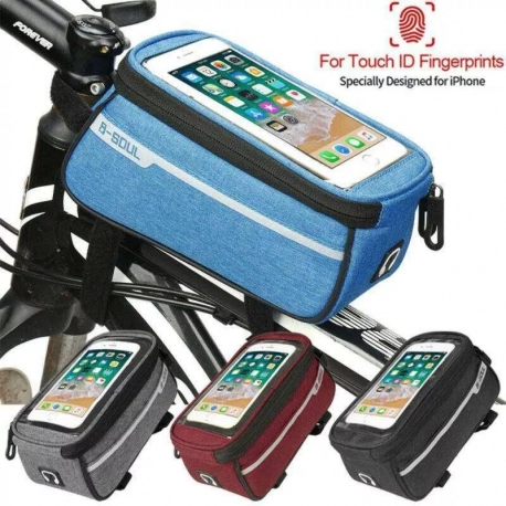MAS Auto MTB Bicycle Top Tube Phone Bag for 6 Screen Bike Front Frame Bag with Headphone