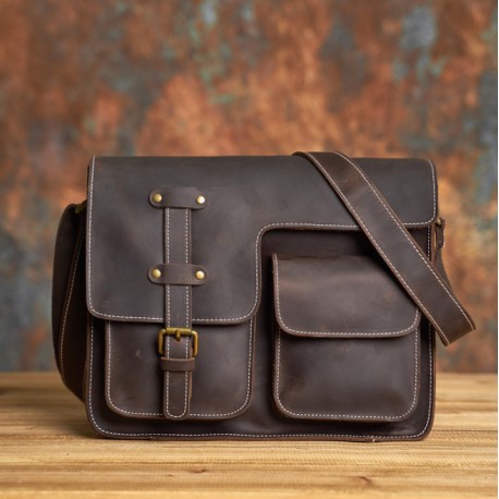 Genuine leather vintage men crossbody bag, shoulder bag