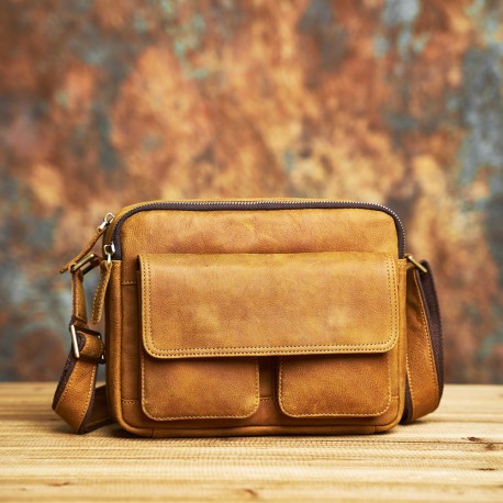 Shoulder strap vintage genuine leather men bag, crossbody bag