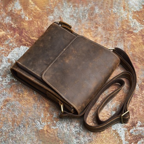 Vintage crossbody men leather shoulder bag, satchel bag