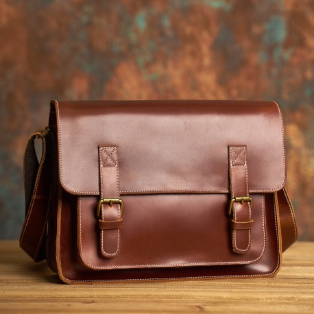 Retro crossbody bag, genuine leather men's shoulder bag