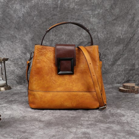 Handcrafted genuine leather retro women's shoulder bag