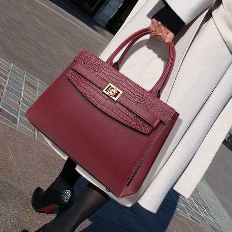 Cowhide leather women's square handbag, shoulder bag