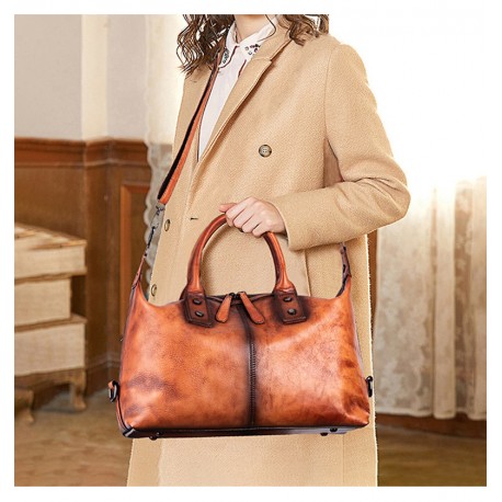 Hand painted cowhide leather vintage luxury women handbag
