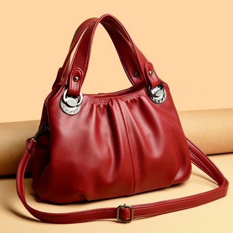 Woman genuine leather shoulder bag, vintage handbag