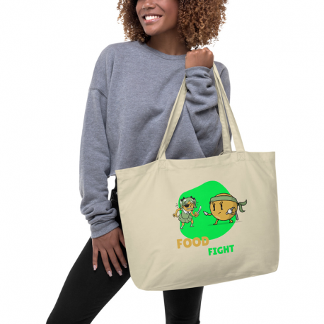 Food Fight Large organic tote bag