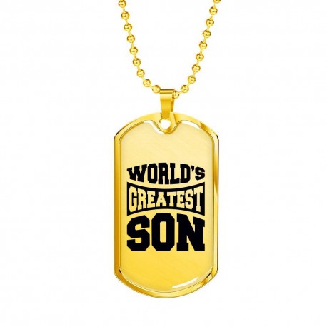 World's Greatest Son - Engraved Gold Dog Tag