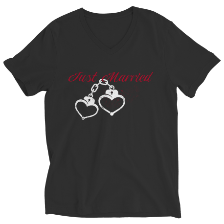 Just Married - Handcuffs-Ladied V-Neck