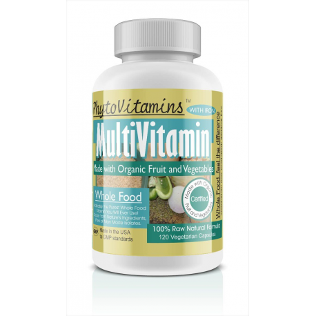 Whole Food MultiVitamin + Iron Vegetarian Capsules 120-Count, Made with Organic
