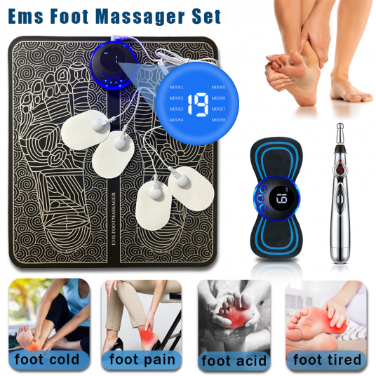 EMS Foot Massager Pad Portable Massage Mat Foot Acupoint Massage Muscle Stimulation Improve Blood Circulation Relief Pain USB