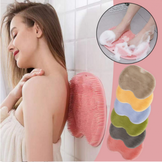 Back Scrub Brush Foot Scrubber Reusable Silicone Brush Floor Mat Multifunctional Suction Cup Wall Pad Foot Bath Tools Body Home