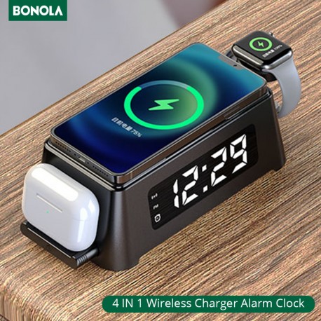 15W Qi Alarm Clock Wireless Charger Deck For iPhone