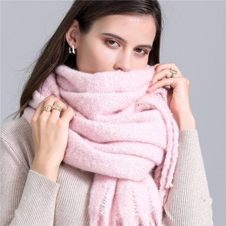 Long Cashmere Shawl With Big Tassels