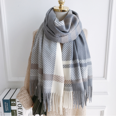 Vintage Preppy Style Plaid Wrap Scarf
