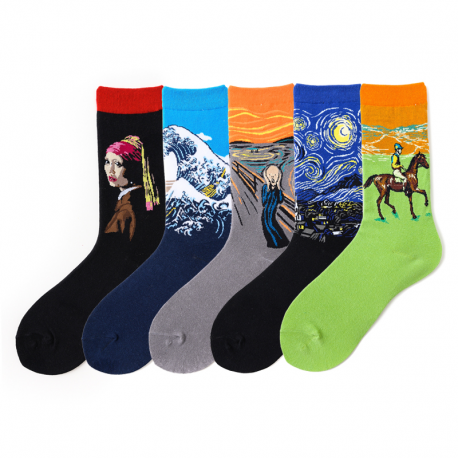 Colorful Oil Painting Pattern Socks