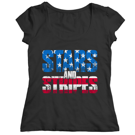 Stars And Stripes Ladies Classic Tee Shirt U.S.A.