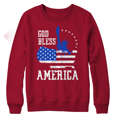 God Bless America Statue Of Liberty Mens Crewneck Sweatshirt