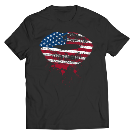 Patriotic Kissing Lips Mens T-Shirt
