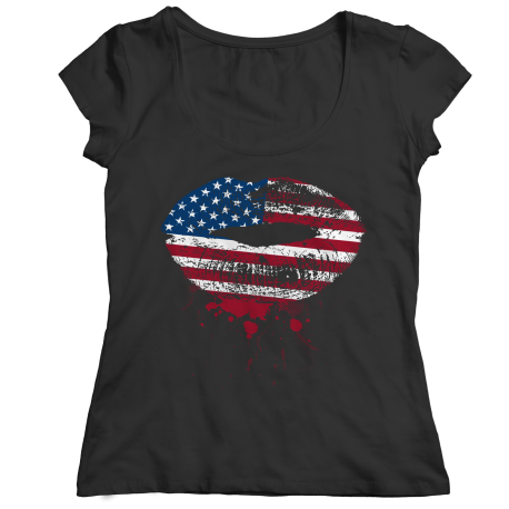 Patriotic Lips American Flag Ladies Classic T-Shirt