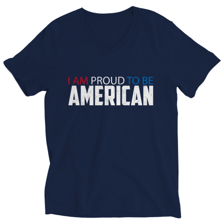 I Am Proud To Be American Ladies V-Neck T-Shirt