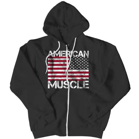 American Muscle USA Flag Unisex Zipper Hoodie