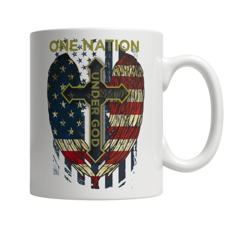 One Nation Under God American Flag Cross Coffee Mug