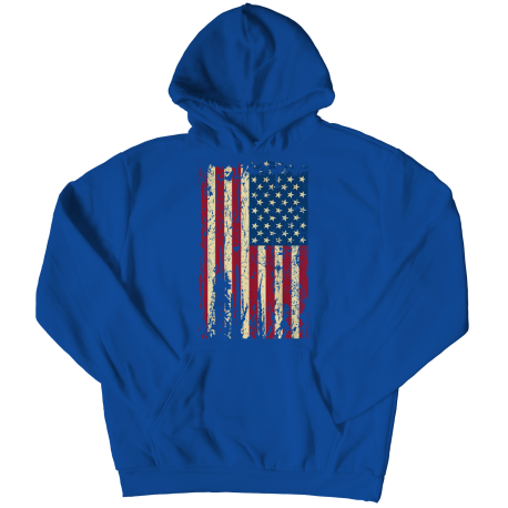 Distressed American Flag Hooded Ladies Sweatshirt