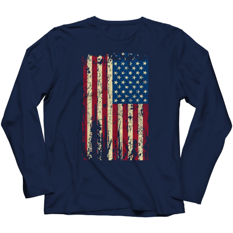 Distressed American Flag Ladies Long Sleeve Shirt