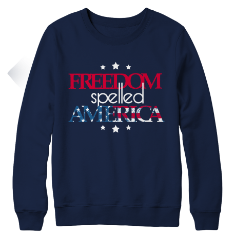 Freedom Spelled America Ladies Fleece Crewneck Sweatshirt