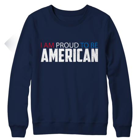 I Am Proud To Be American Ladies Fleece Crewneck Sweatshirt