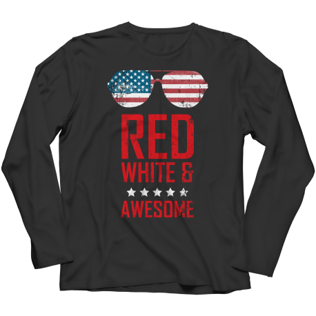 Red White And Awesome Ladies Patriotic Long Sleeve Shirt