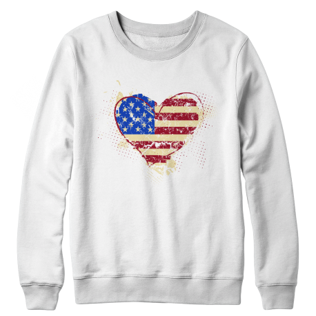 American Heart Flag Ladies Crewneck Sweatshirt
