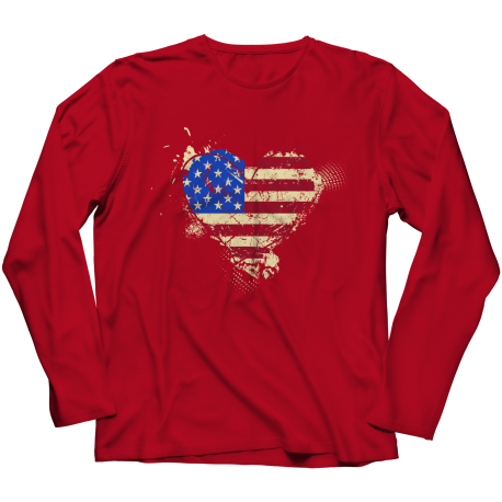 Heart American Flag Ladies Long Sleeve Shirt