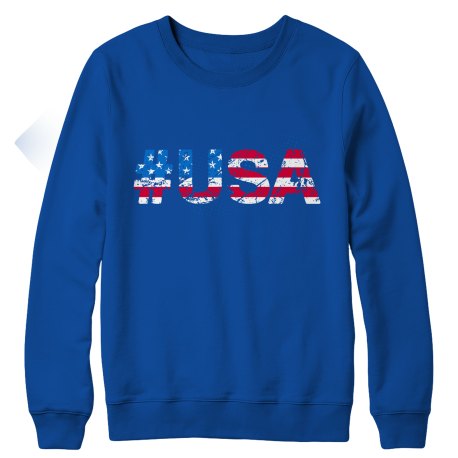 Hashtag USA Flag Ladies Crewneck Sweatshirt