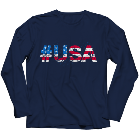 Hashtag USA Flag Ladies Long Sleeve Shirt