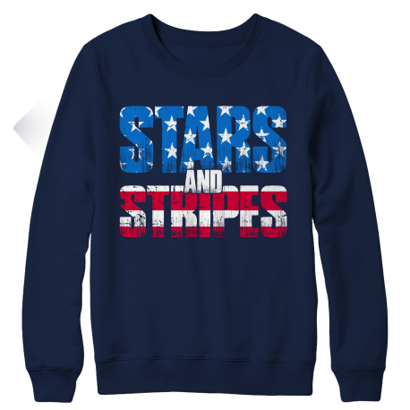 Stars And Stripes Ladies Patriotic Crewneck Sweatshirt