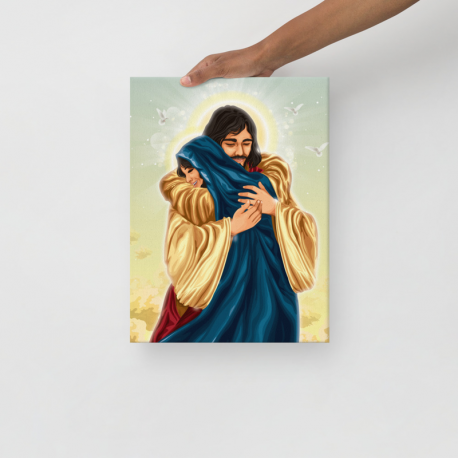 Jesus and Mary Embrace-Thin canvas