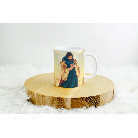Jesus & Mary embrace- White glossy mug