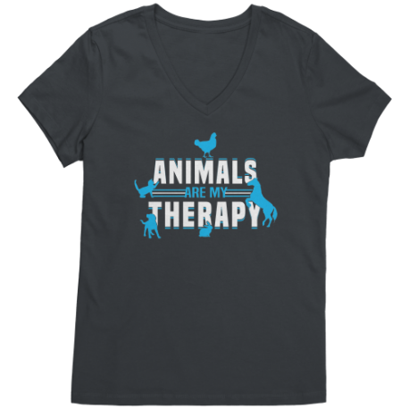 Animals Are My Therapy Womens V-Neck