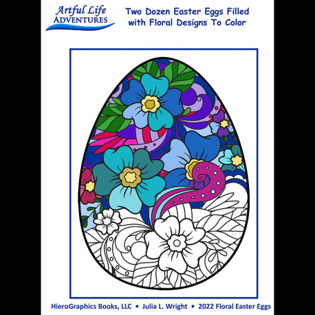 Two Dozen Easter Eggs Filled with Floral Designs to Color