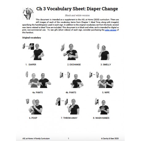 Ch 3 Vocabulary Sheet: Diaper Change (B&W)