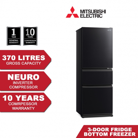 Mitsubishi Neuro Inverter 3 Door Bottom Freezer Fridge