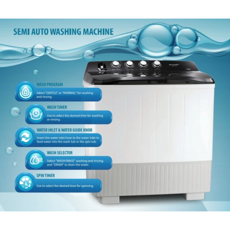 Sharp Semi Auto Washing Machine