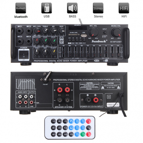 Sunbuck 1200W Bluetooth Stereo Amplifier