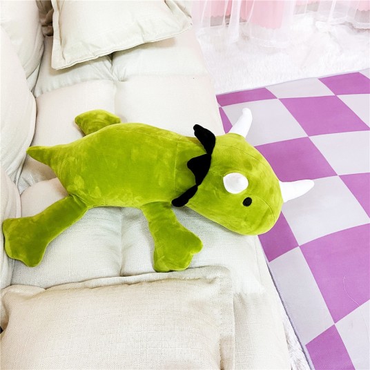 Dinosaur Weighted Pink/Green Plush Pillow
